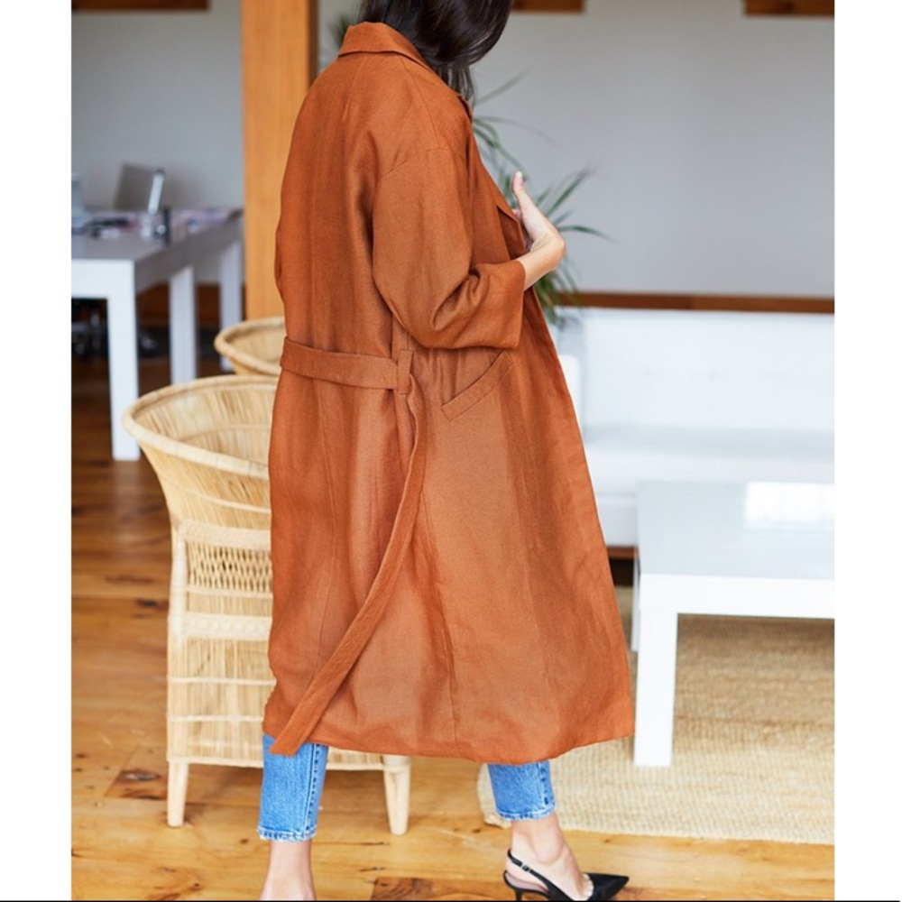Emerson Fry Drop Shoulder Coat- Sienna Linen - Picture 3 of 4